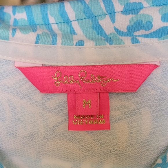 Lilly Pulitzer Skipper Succulent Blue Sea Cups Sleeveless Dress Size Medium - Picture 9 of 10